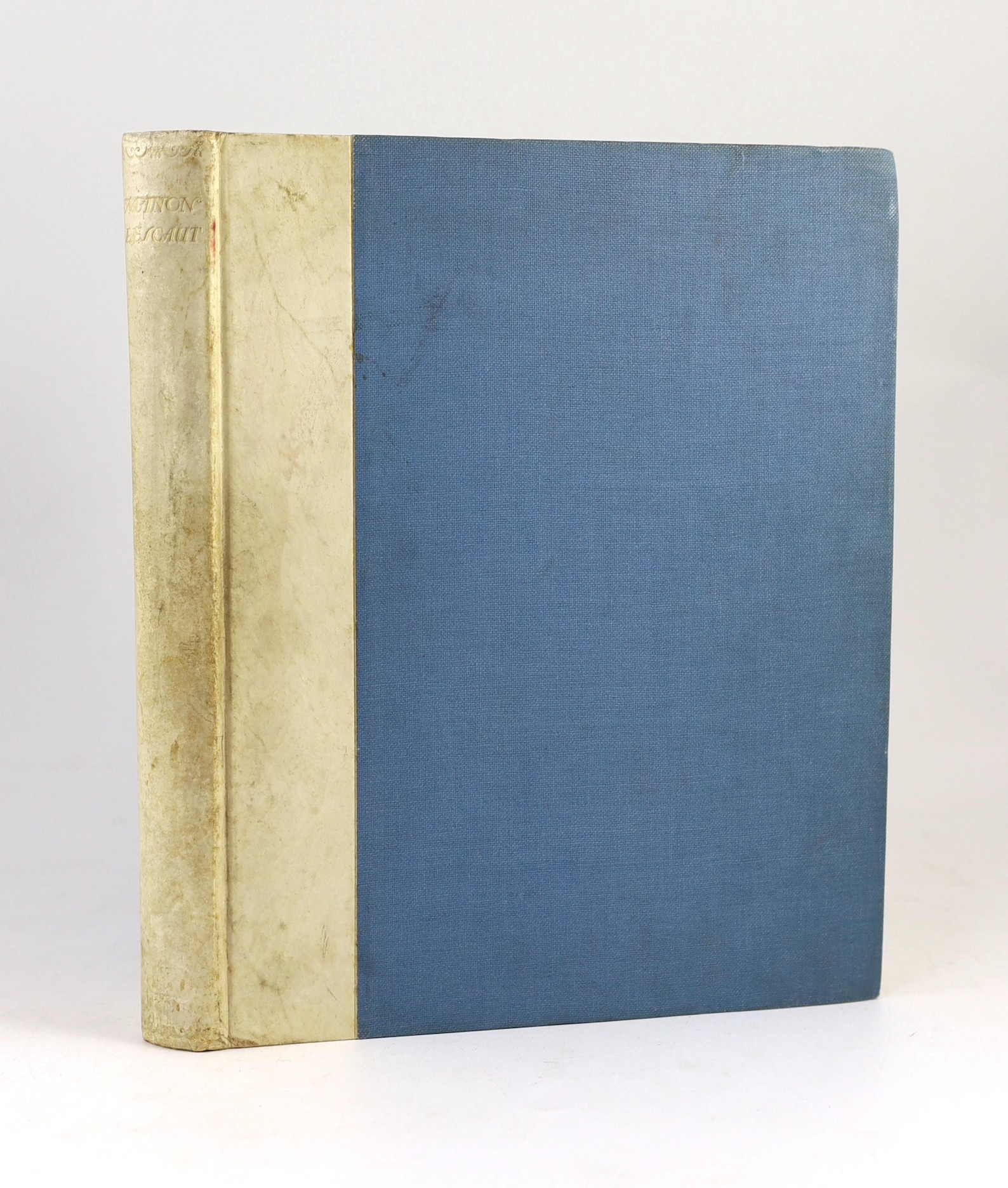 Prevost d’Exiles, Antoine Francois - Manon Lescaut, one of 500, illustrated and signed by John Austen, original half vellum, with 12 colour plates, Geoffrey Bles, London, 1928
